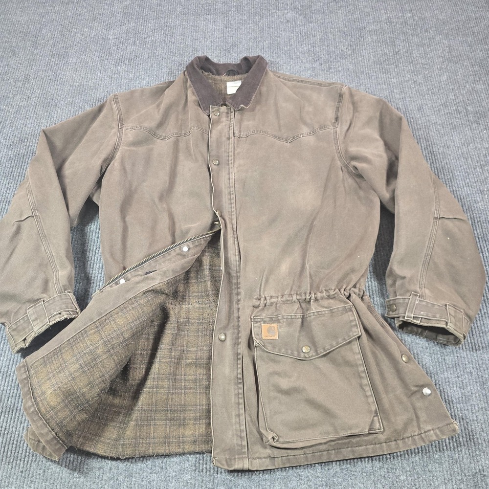 Carhartt Coat Mens 2xlt Brown Canvas Blanket Lined Work Parka Barn Coat C52 Cht